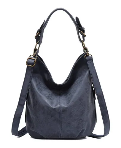 ITALYSHOP24 Schultertasche DAMEN SHOPPER Hobo Bag - Schultertaschen aus Kunstleder mit modernem Design, abnehmbaren Henkel und verstellbarem Schultergurt – ideal für Freizeit und Abendveranstaltungen.