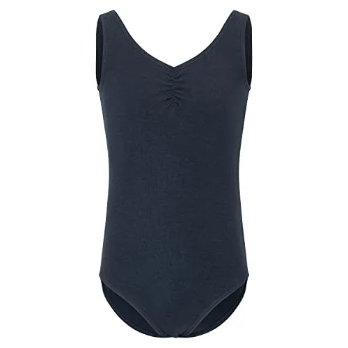 tanzmuster Ballett Trikot Damen ärmellos - Mona - Marineblau 40 - Ärmelloser Ballettanzug aus hochwertiger Baumwollmischung für optimale Bewegungsfreiheit. Ideal für alle Tanzarten und pflegeleicht bei 30° waschbar. Überzeugen Sie sich von der tanzmuster Qualität!
