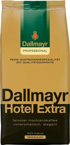 DALLMAYR Kaffee Hotel Extra, 1000g - Feinster Arabica Hochlandkaffee - Genießen Sie den Dallmayr Hotel Extra, gemahlen aus hochwertigem Arabica-Hochlandkaffee. Ideal für vollmundigen Genuss, perfekt für jeden Kaffeeliebhaber.