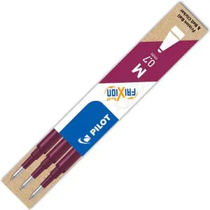 Pilot Pen 2261022F - Ersatzminen Tintenroller Frixion Ball, 0,7 mm, radierbar in dunkelrot, 3 Stück für kreatives Schreiben und einfaches Korrigieren