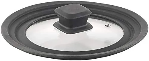 Rosenstein & Söhne Deckel: Universal-Silikonrand-Glasdeckel für Töpfe & Pfannen mit Ø 16-20 cm (Universal Topfdeckel Silikon, Kochtopfdeckel, Küchenhelfer)