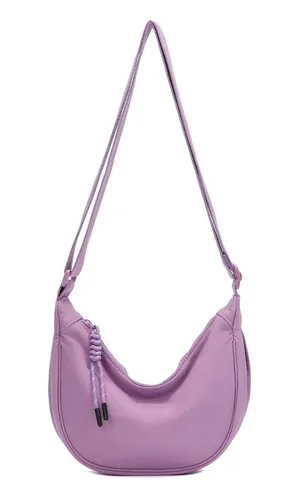 ITALYSHOP24 Schultertasche Damen Tasche Runde Brusttasche MOON Bag CrossBody Crossover Nylon, Umhängetasche Hüfttasche Slingntasche Reise sportlich-modernen Look