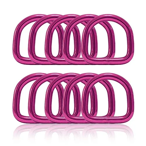 Ganzoo D - Ring aus Stahl, 10er Set, Innenmaß 21mm, Materialstärke 4mm, DIY Hunde-Halsband, nichtrostend, geschweißt, Ideal mit Paracord 550, Farbe pink