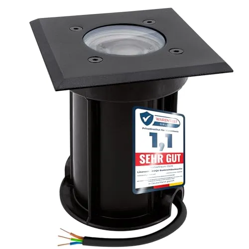 linovum LED Gartenstrahler BOQU - IP67 Bodeneinbaustrahler mit GU10 2W Lampe - Strahler für den Außenbereich, wetterfest (IP67) und befahrbar bis 500 kg. Ideal für Wege und Gärten, sorgt für eine gemütliche Atmosphäre mit warmweißem Licht.