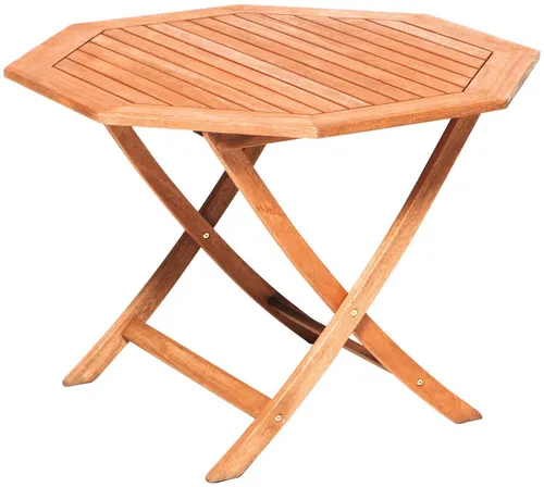 Gartentisch MERXX, beige, achteckig Ø 110 cm aus Eukalyptusholz - Gartentisch in beige, klappbar und ideal für Garten oder Balkon. Hergestellt aus robustem Eukalyptusholz, bietet er eine stilvolle und praktische Lösung für Ihre Outdoor-Bereiche.