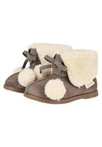 Sterntaler Halbschuh Uni in Dunkelgrau - Unisex Halbschuh aus weichem Velour für Kinder, ideal für Alltag und Kindergarten. Mit kuscheligem Innenfutter, praktischer Schnürung und rutschfester Sohle für besten Halt.