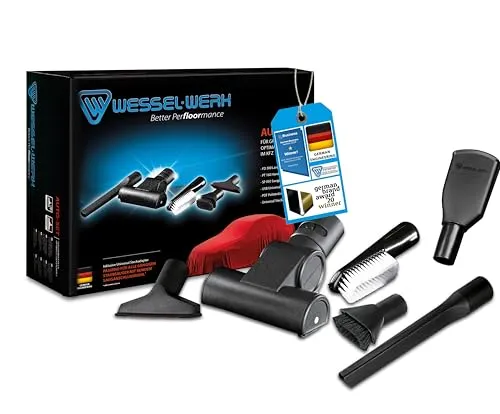 Wessel-Werk Autopflege-Set CarWash Edition | Staubsaugerdüsen zur Autoreinigung an Tankstellen, Waschanlagen und zu Hause | ideal für Sitze und Cockpit | Reinigungszubehör inkl. | passend von 32-38mm