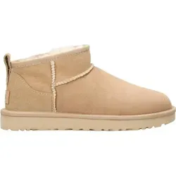 UGG Classic Ultra Mini Leder-Ankle-Boots in Beige, Größe 37