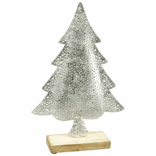 TannenBaum Puri - silber - Metall/Holz - Figuren: Eleganter Weihnachtsbaum aus Metall und Holz, ideal für festliche Dekorationen und stimmungsvolle Akzente in Ihrem Zuhause.