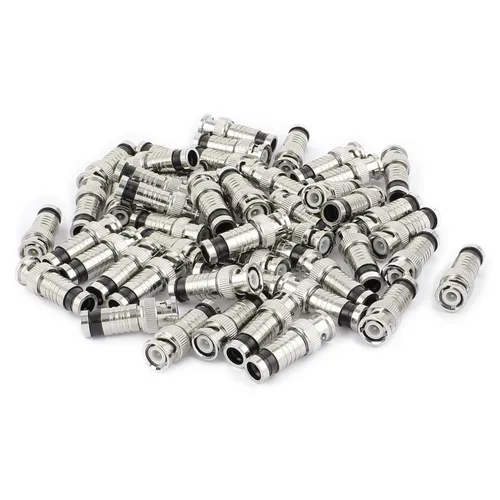 50Stk Adapter BNC Crimp Stecker Verbinder RG59 für Koaxialkabel CCTV-Kamera