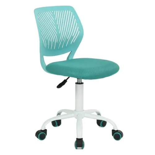 Homy Casa Schreibtischstuhl Verstellbarer drehbarer Bürostuhl Stoffsitz Ergonomischer Arbeitsstuhl ohne Armlehne Türkis