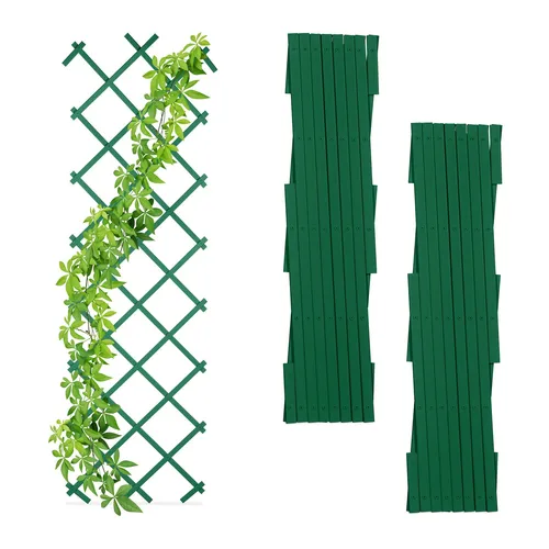 relaxdays Ausziehbares Rankgitter 3er Set - Grün, 60 cm breit und 180 cm hoch, ideal für kreative Gartenbegrünung