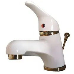 Einhebel-Waschtischarmatur Weiß/Gold - Modernes Design - Waschtischarmatur in elegantem Weiß und Gold, geräuscharme Kartusche für optimale Funktion. Ideal für jedes Waschbecken, einfache Montage und wassersparende Mischdüse.