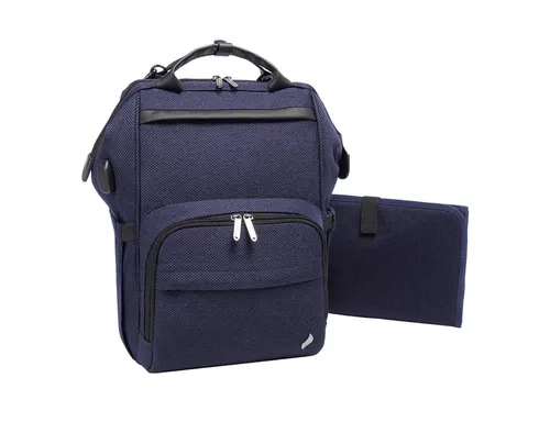 Osann Wickelrucksack Backpack, Wickeltasche mit Handyport in Indigo - Wickeltasche und Wickelrucksack in einem, aus 100% Premium Polyester mit UPF 50+, ideal für unterwegs und mit praktischem Handyfach.