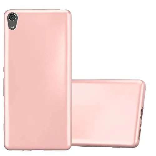 Cadorabo Hülle kompatibel mit Sony Xperia XA Schutzhülle TPU Silikon Case Metallic Design Slim Kratzfest Weiche Gummi mit Rundumschutz Case Hülle für Sony Xperia XA in Rosa