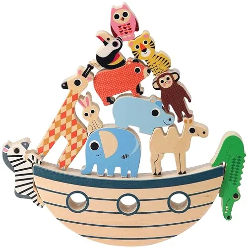 Vilac - Arche des Tieres – lustiges Gleichgewichtspiel – Ingela P.Arrhenius – Familienspiel aus Holz – 13-teilig – Raumdekoration – für Kinder ab 4 Jahren