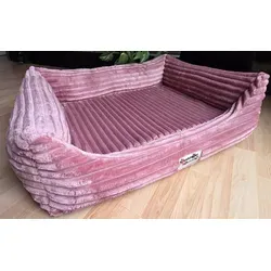 Hundebettenmanufaktur Hundekorb Orthopädisches Hundesofa Hundebett Cord Ortopedico Viscoschaummatratze rosa 70 cm x 90 cm