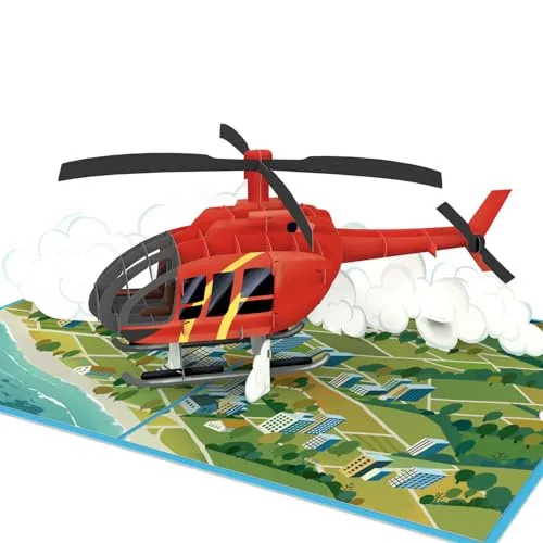 papercrush Pop-Up Karte Hubschrauber, 3D Geburtstagskarte für Männer & ihn