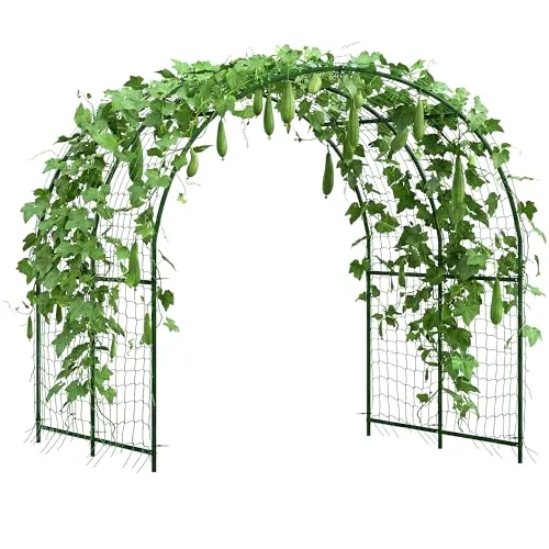 Outsunny Metall Rankgitter für Kletterpflanzen – Bogenförmige Rankhilfe 210 x 250 x 216 cm - Stabiles, rostfreies Rankgitter für Kletterpflanzen. Bietet großzügigen Raum und verbessert die Luftzirkulation. Ideal für einfache Montage und Pflege von Pflanzen – vielseitig einsetzbar für Garten oder Veranstaltungen.