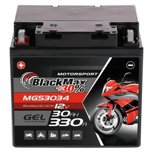 BlackMax GEL Motorradbatterie 12V 30Ah 330A EN DIN 53034