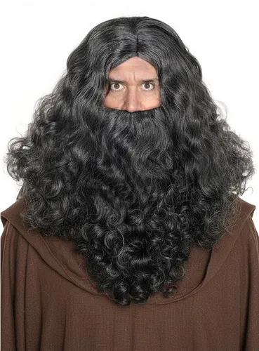 Metamorph Kostüm-Perücke Schwarzgrauer Zwerg Perücke & Bart, Wo fängt der Bart an, wo hören die Haare auf? Füllige Frisur für r