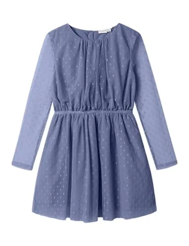 NAME IT Mädchen Nkfvabos Ls Dress Noos, Blue Ice, 146 von NAME IT