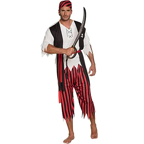 Boland 83845 - Piraten Kostüm für Herren M/L mit Bandana und Weste - Authentisches Piratenkostüm von Boland, bestehend aus Bandana, Hemd mit Weste, Gürtel und Hose. Ideal für Karneval und Mottopartys. Perfekt kombinierbar mit weiteren Accessoires für ein gelungenes Outfit.