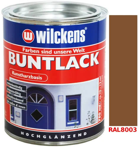 Produktbild Kunstharzfarbe Kunstharzbasis Buntlack 750ml Hochglanz Farbe Lehmbraun RAL8003