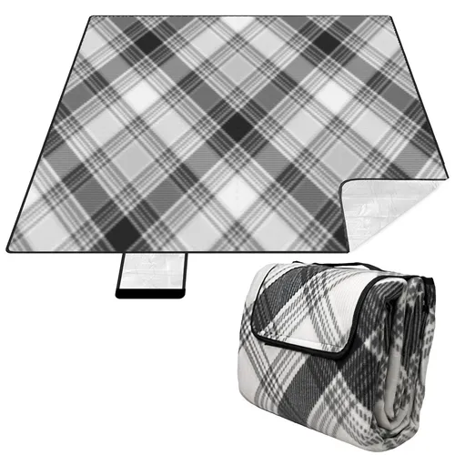 KRUMAD Picknickdecke 200x200 cm Faltbar Wasserdicht Campingdecke Grau Outdoor