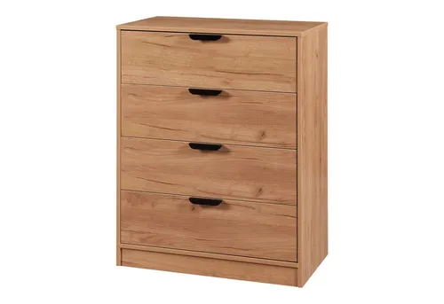 [en.casa] Kommode Varkaus mit 4 Schubladen - Kommode & Sideboard in Eichenoptik, bietet großen Stauraum mit 4 geräumigen Schubladen und überzeugt durch zeitloses Design für jeden Raum.