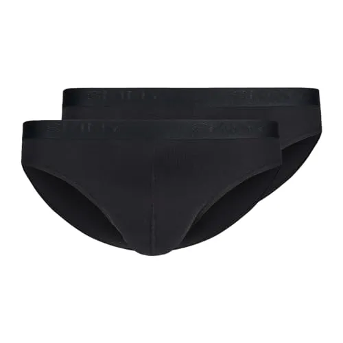 Skiny Herren Cotton Rib Slip, Schwarz (080694), XXL (2er Pack) - Herren-Slips im Doppelpack aus langlebiger Baumwolle, mit zeitloser Feinrippe für höchsten Komfort und Pflegeleichtigkeit. Made in Europe.