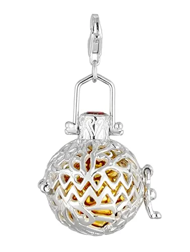 Nenalina Engelsflüsterer Karabiner Charm Anhänger aus 925 Sterling Silber - Clasp Charms für Damen, hochwertiger Charm-Anhänger mit Klangkugel und Karabinerhaken, ideal für individuelle Bettelarmbänder und als besonderes Geschenk für Ihre Liebsten.