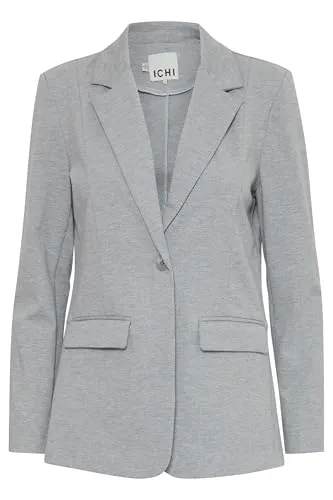 Ichi Kurzblazer IHKATE SUS LONG BL4 - Moderner grauer Blazer in XL - Business-Mode mit elegantem Reverskragen und V-Ausschnitt, ideal für professionelle Auftritte.