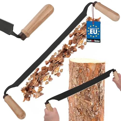 KOTARBAU® Zugmesser für Holz geschmiedet 380 mm Baumschäler Ziehmesser für Holz Rindenschäler Wagnermesser