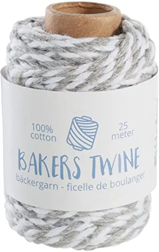 Baumwollkordel 2 mm Rolle á 25 Meter Kordel 100% Baumwolle Deko Schnur Grau/Weiß