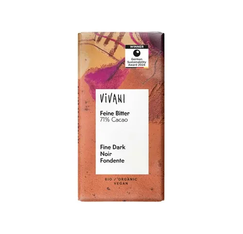 Vivani Bio Feine Bitter Minitafeln 40 x 12,50 gr - Bio-Schokolade mit 71% Kakao, perfekt für Feinschmecker. Frei von Sesamsamen, Sojabohnen und Schwefeldioxid – ein reiner Genuss!