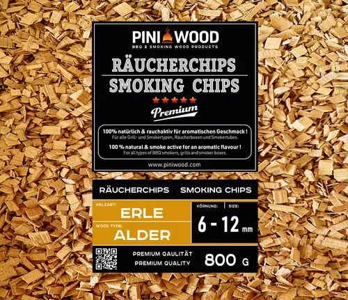 PINI 800 g Räucherchips Erle 6-12 mm Smoking Chips Räucherspäne