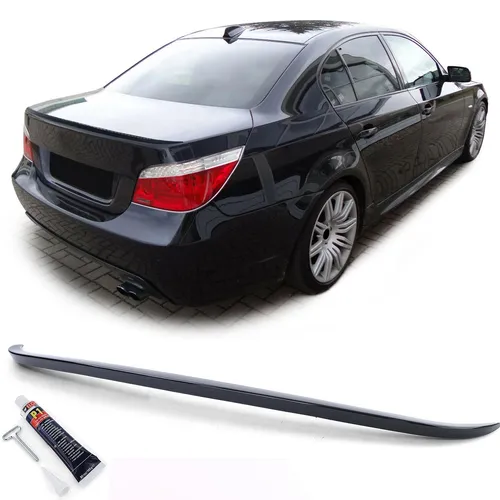 Sport Heckspoiler Lippe Schwarz Glanz für BMW 5er E60 - Heckspoiler mit ABE, optimiert für bessere Aerodynamik und sportliches Design, ideal für BMW 5er E60 Limo (03-10), sorgt für einen markanten Look und verbesserte Stabilität.