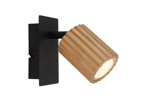GLOBO LIGHTING Wandleuchte WENZEL, 1-flammig, Braun und Schwarz - Stilvolle Wandleuchte WENZEL aus Metall und Holz mit verstellbarem Lampenschirm. Ideal für individuelle Lichtgestaltung und moderne Wandbeleuchtung.