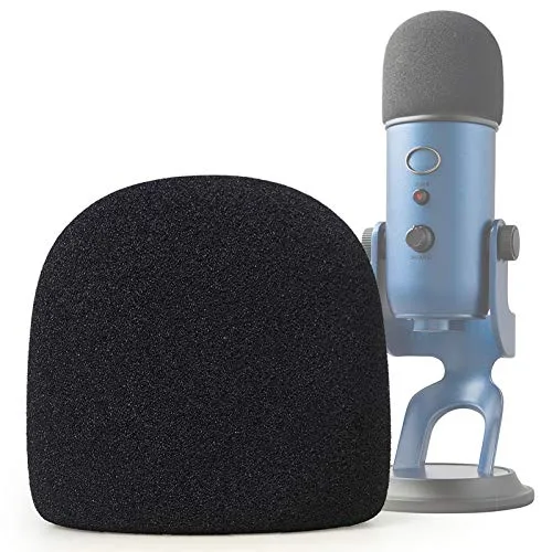 SUNMON Mikrofonschaum für BlueYeti Black, Mikrofon Popfilter Windschutz – Rauschunterdrückung Gaming Mic Foam Covers Mic Foam Cover Pop Filter Kompatibel mit BlueYeti