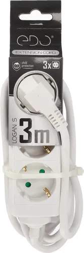 Steckdosenleiste Verlängerungskabel LOGAN Weiß 3-fach Schuko 3m EDO777566