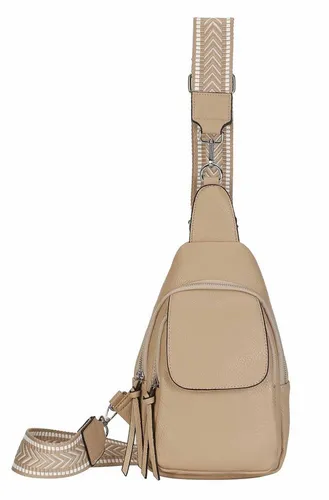 ITALYSHOP24 Schultertasche Damen CrossOver Body bag Sling Brusttasche Umhängetasche Leder Optik (Spar-Set Crossover mit Brustgurt, Brustgurt Schultergurt mit verschiedenen Muster, austauschbar), Rucksack, langes Riemen, leicht, viele Fächer, RV-Fach Rückseite