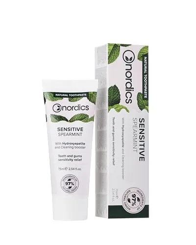 Repair Zahnpasta | Sensitive | Spearmint | mit künstlichem Zahnschmelz Hydroxylapatit | 97% natürliche Inhaltsstoffe | ohne Fluorid | 75 ml | Nordics