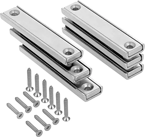 Poppstar Quader-Magnet zum Anschrauben (6 Stück, Länge 6cm, Haftkraft 30kg) Werkzeug-Halter Industriemagnete extra stark mit Senkloch inkl. 12 Schrauben