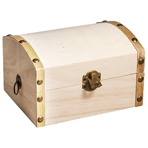 Rayher Holztruhe mit Metallverzierungen, 13,5x10x8cm, zum Basteln geeignet