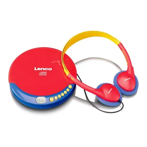 Lenco CD-021 CD-Player für Kinder - tragbarer Discman in Rot-Blau, mit Lautstärkenbegrenzung zum Gehörschutz und vielseitigen Wiedergabeoptionen