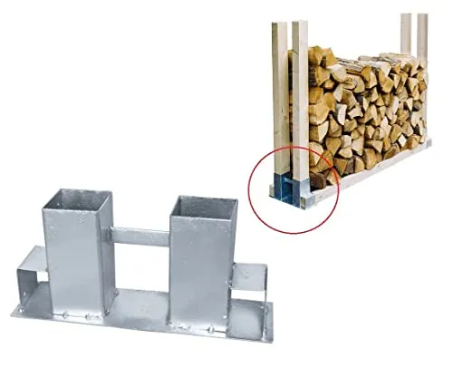 Trend Line Kaminholzstapelhilfe - Individuell anpassbarer Holzstapelhalter - Aschesauger: Verzinierter Kaminholzstapelhalter, individuell anpassbar in Höhe und Breite für eine perfekte Holzlagerung.