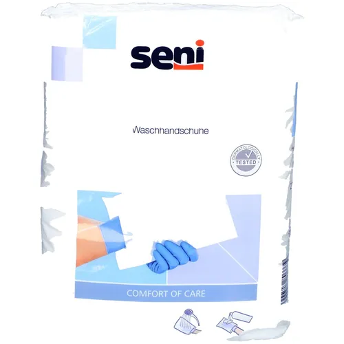 SENI Waschhandschuhe unfoliert - Inkontinenzeinlagen: Einmal-Waschhandschuhe aus Vliesstoff, ideal zum sanften Auftragen von Pflegeprodukten, schützen die Hände und bieten hohen Komfort für Pflegende und Betroffene.