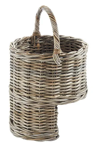 Kobolo Treppenkorb Rattan Kubu Grey - Handgefertigter Organizer - Aufbewahrungsbehälter ohne Deckel, stilvoller Treppenkorb aus natürlichem Rattan, ideal für Bücher, Zeitschriften und Spielzeug – platzsparend und nachhaltig.