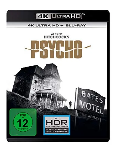 Psycho (4K Ultra-HD) (+ Blu-ray 2D) - Kultklassiker im 4K Ultra-HD Format, ideal für Thriller-Fans und Filmliebhaber, freigegeben ab 12 Jahren.